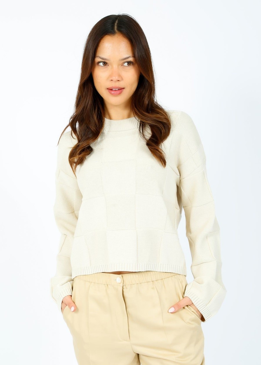 Women Joseph Knitwear | Joseph Crew Textured Vichy In Papyrus