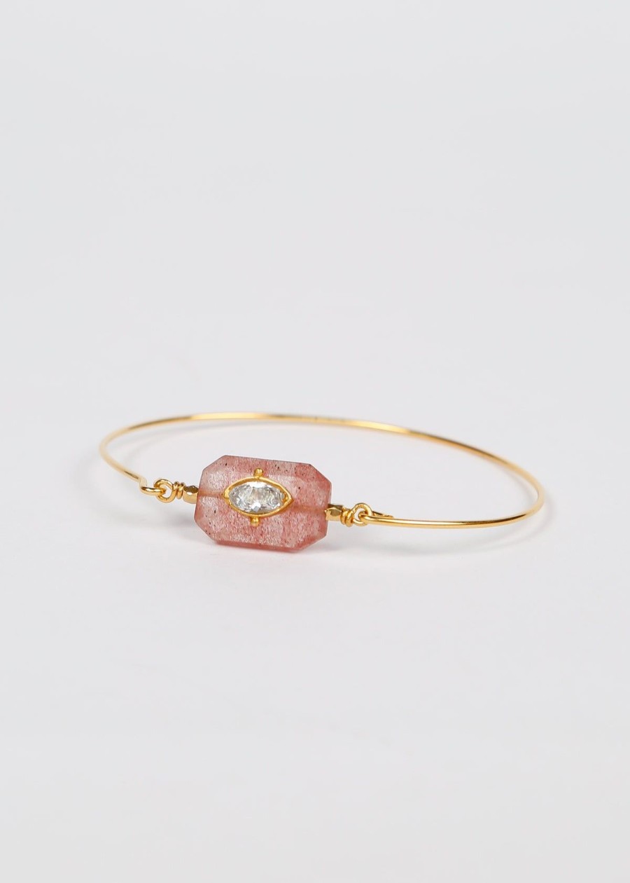 Women Hanka Jewellery | Hanka Inside Jonc Bangle In Strawberry Rose Quartz