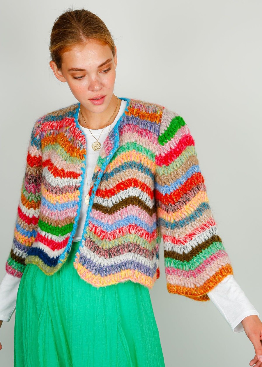 Women Dawn X Dare Knitwear | Dawn X Dare Ginza Cardi In Multi Stripe Exclusive