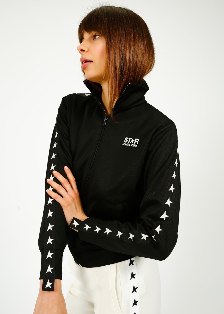 Women Golden Goose Jackets | Gg Denise Star Track Jacket In Black