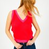 Women Jumper 1234 Knitwear | Ju Contrast Tank In Crimson