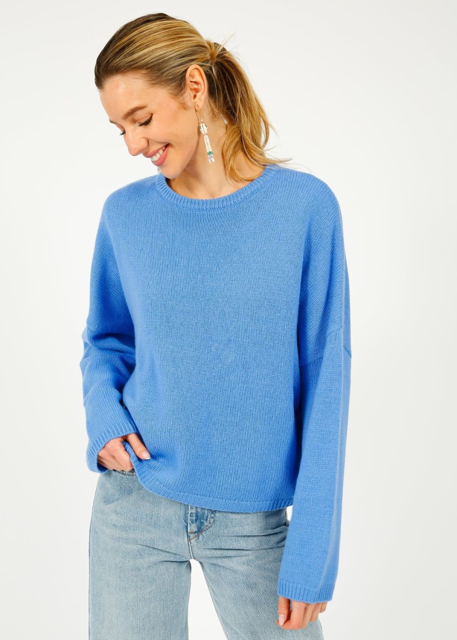 Women VK Cashmere Knitwear | Vk Oaklynn Boxy Knit In Mountain Blue