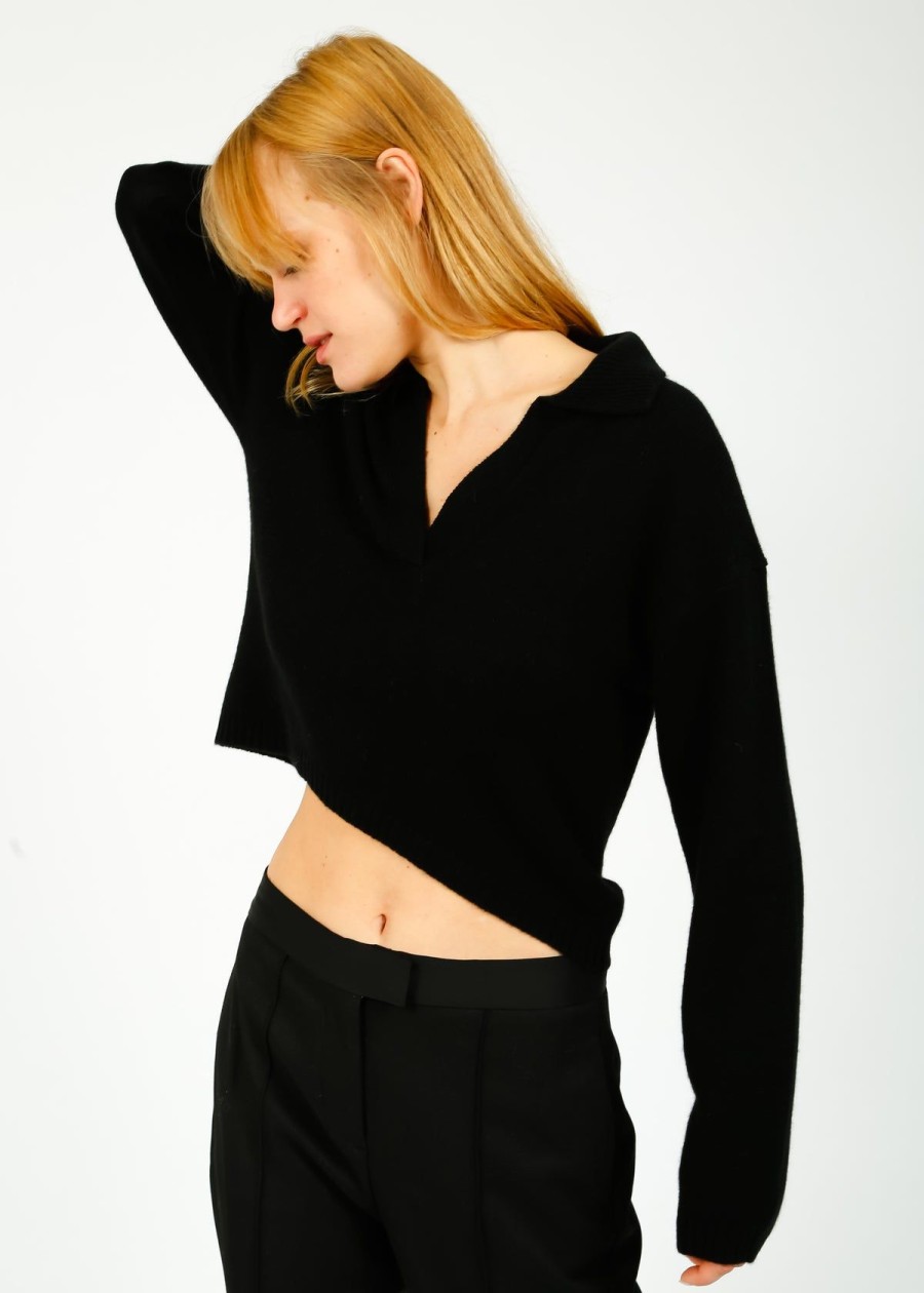 Women Jumper 1234 Knitwear | Ju Crop Collar In Black