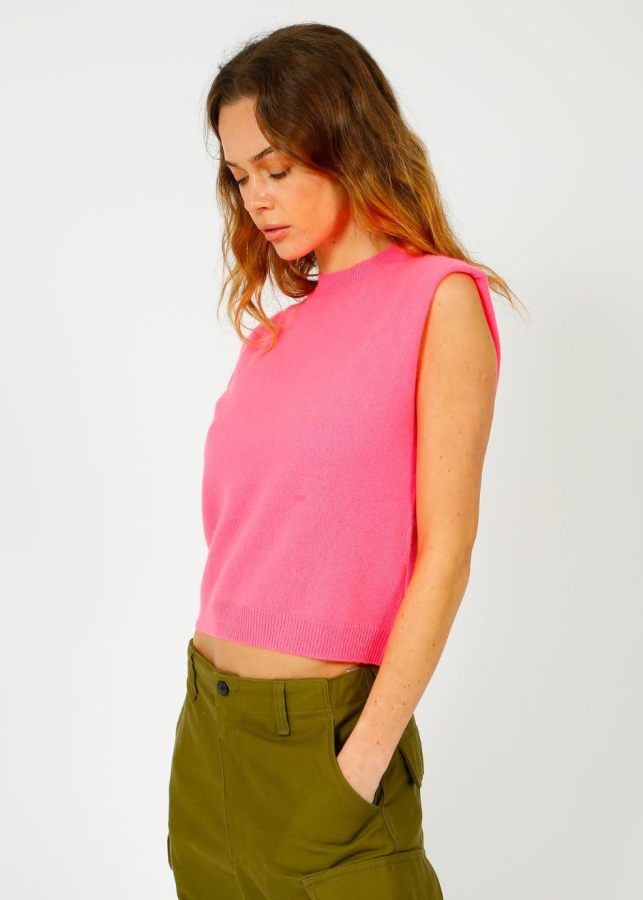 Women Crush Cashmere Knitwear | Crush Lucca Crew Tank In Pomegranate