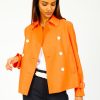 Women Harris Wharf London Jackets | Hw Light Pressed Wool Cropped Trench In Bright Coral