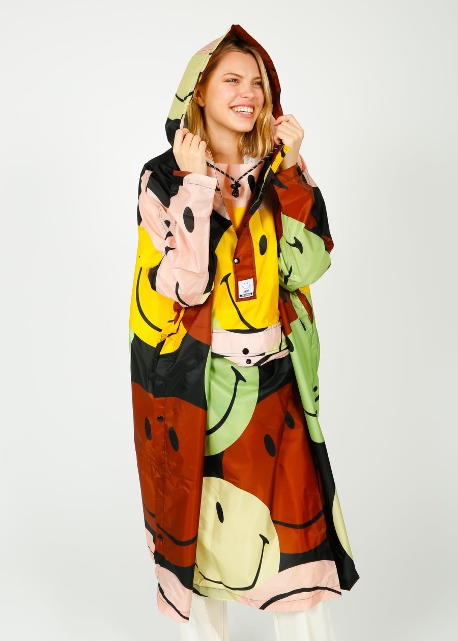 Women Rainkiss Coats | Rk Retro Smiley Waterproof Poncho