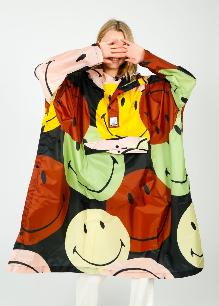 Women Rainkiss Coats | Rk Retro Smiley Waterproof Poncho