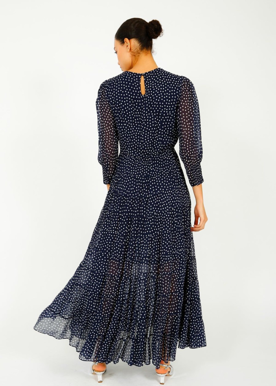 Women Rixo Dresses | Rixo Kristen Dress In Navy Polka Dot