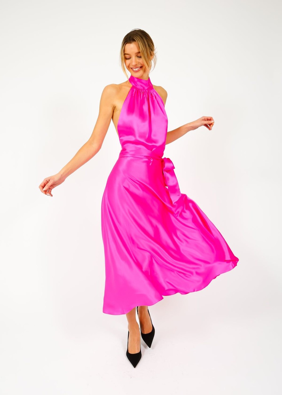 Women Harmur Dresses | Harmur Midi Wrap Dress In Pink Glow