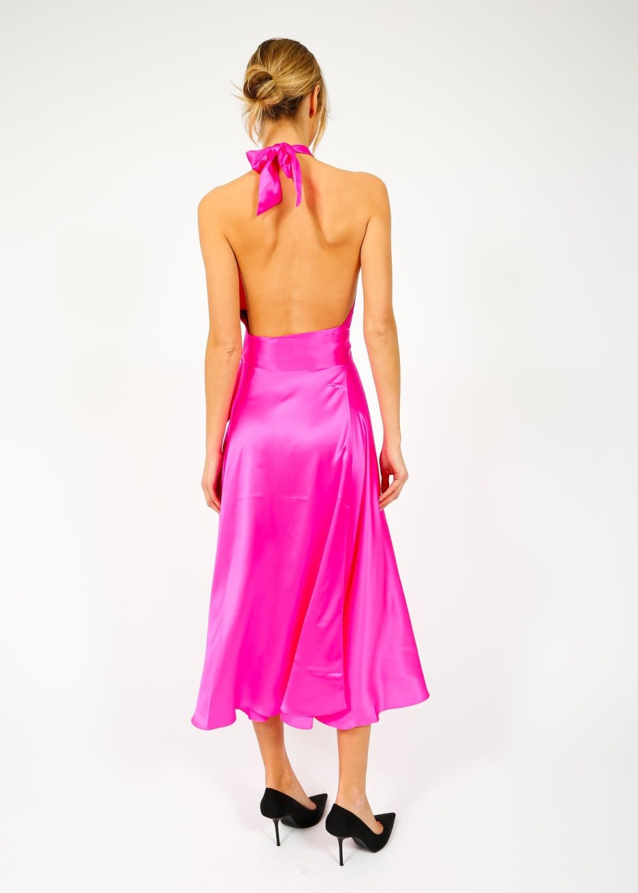 Women Harmur Dresses | Harmur Midi Wrap Dress In Pink Glow