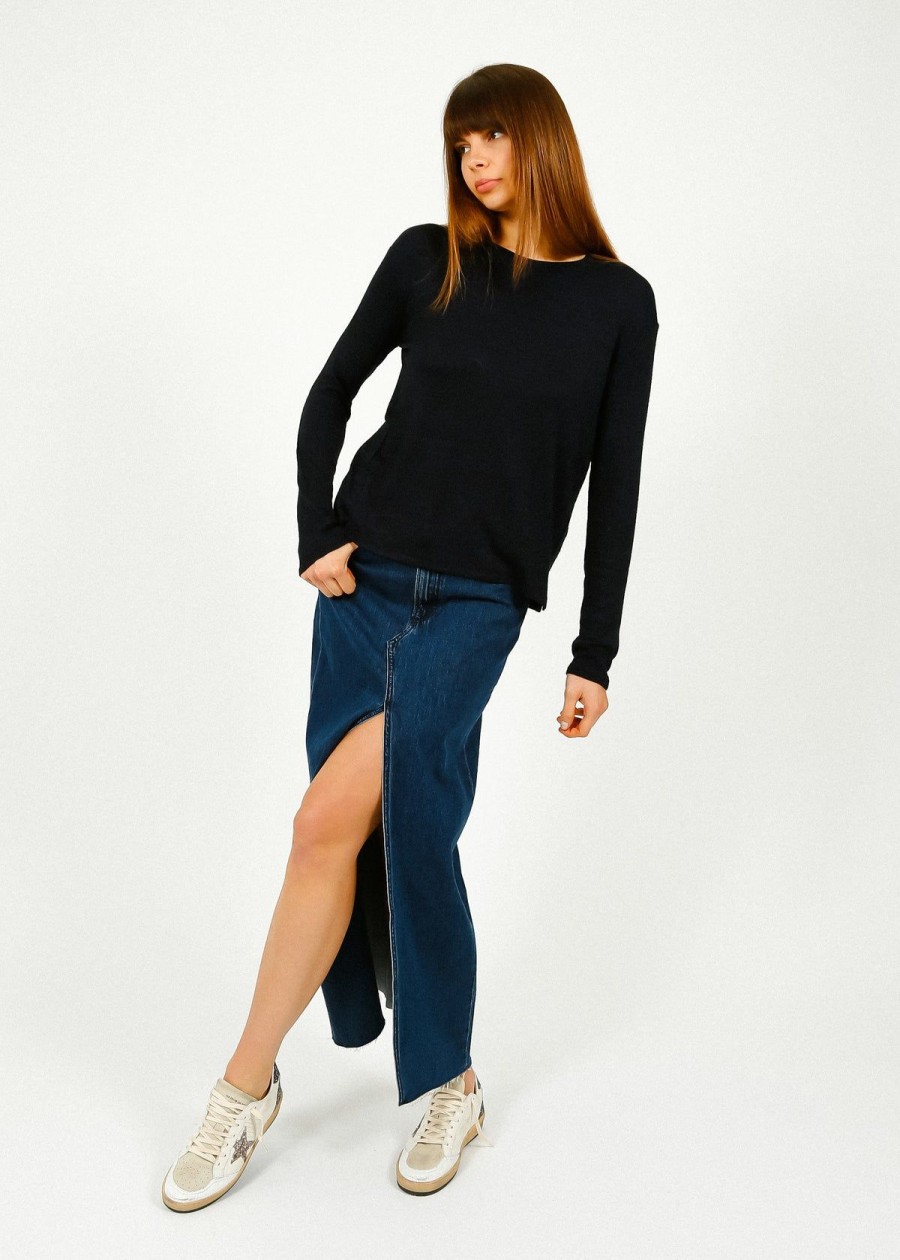 Women Rag & Bone Tops | R&B The Knit Ls In Navy, Black Stripe