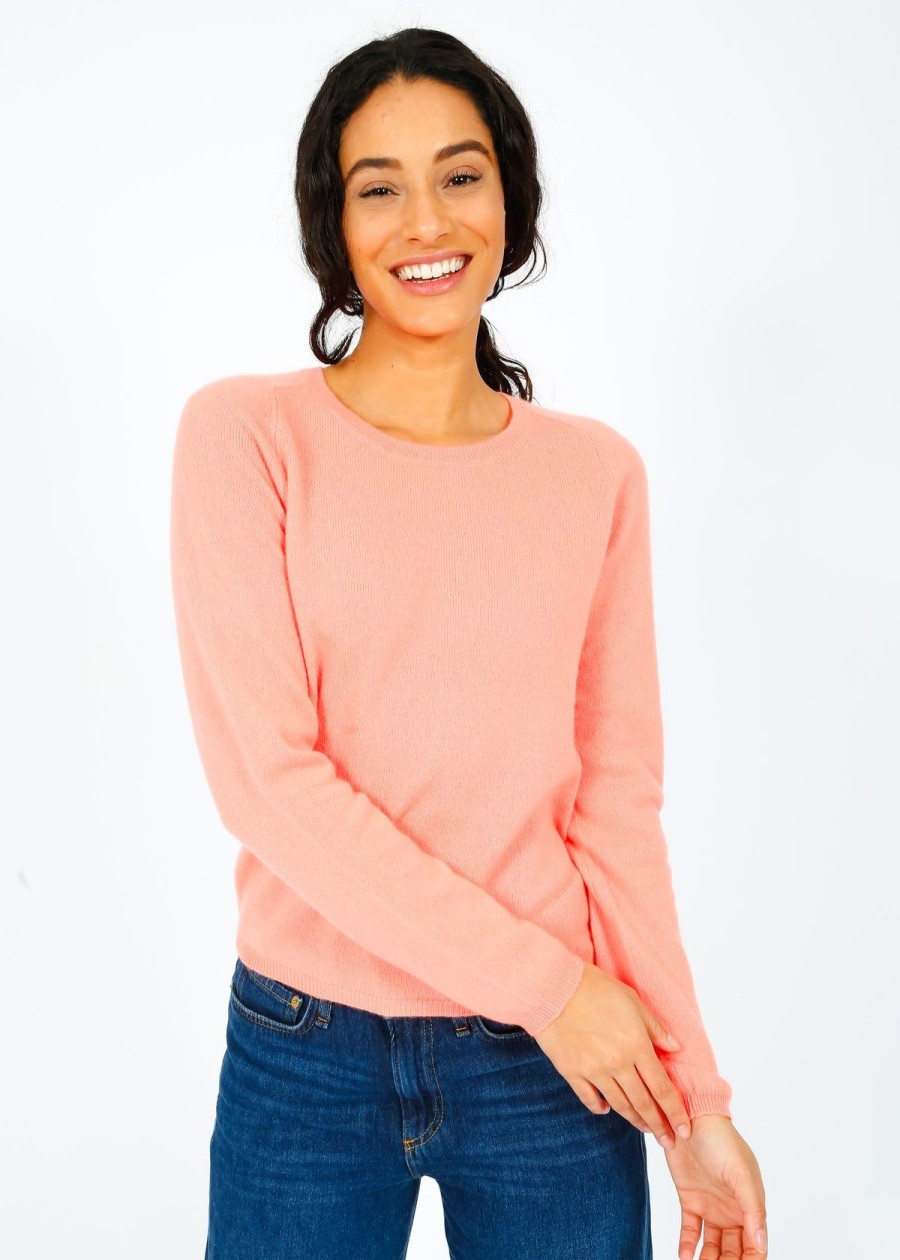 Women Crush Cashmere Knitwear | Crush Neo Fitted Crew In Guava