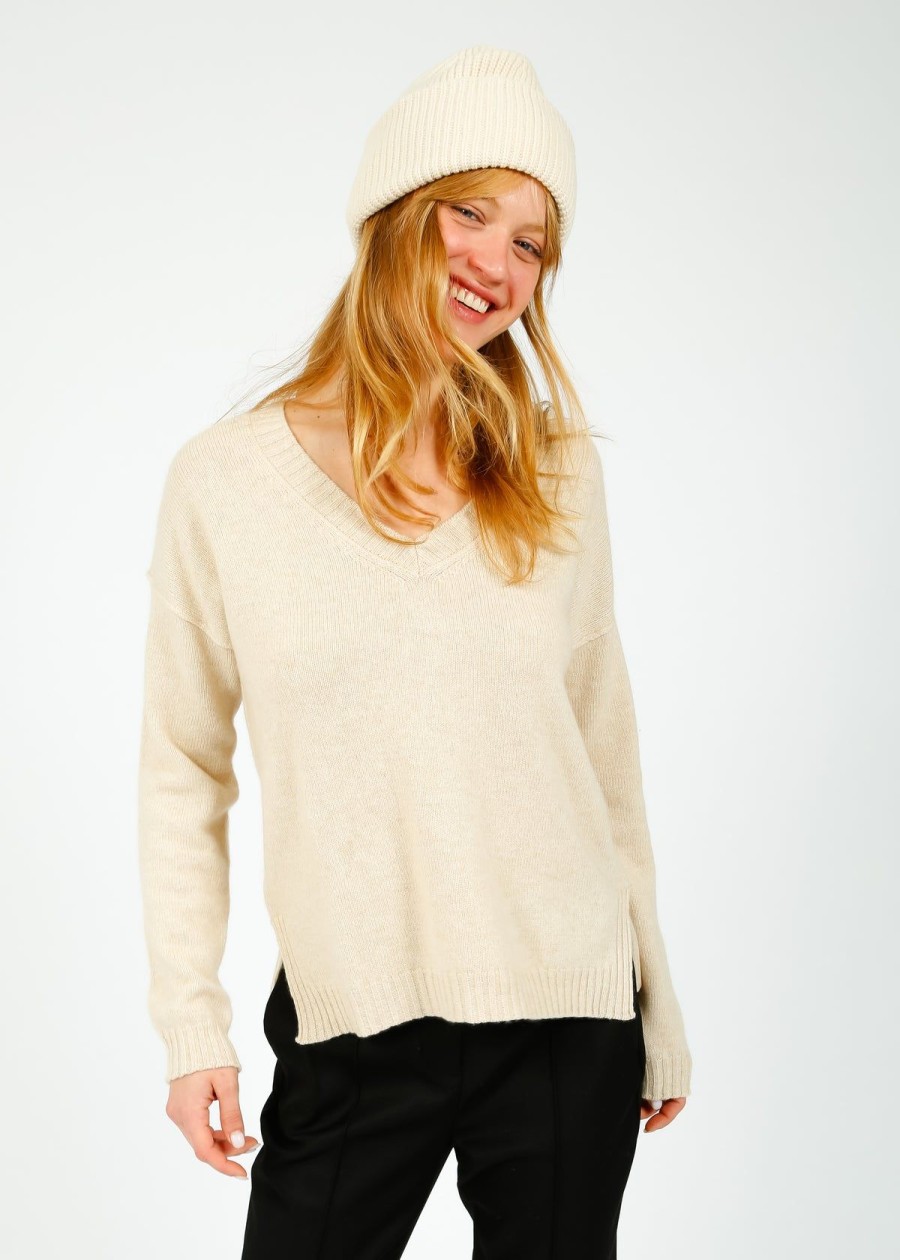 Women Jumper 1234 Knitwear | Ju Exposed Vee In Oatmeal