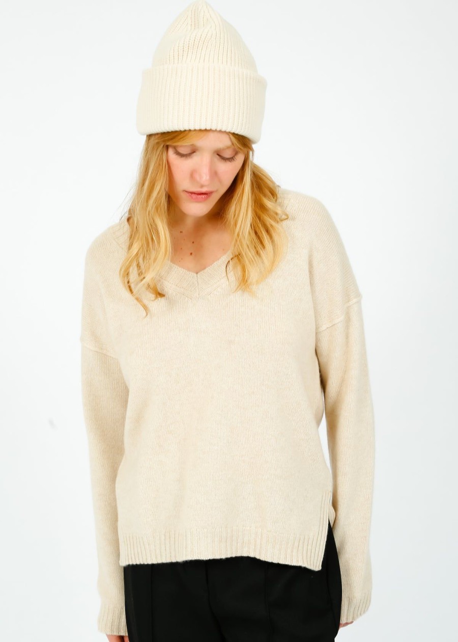 Women Jumper 1234 Knitwear | Ju Exposed Vee In Oatmeal