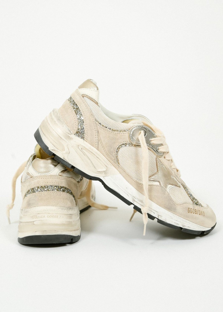 Women Golden Goose Trainers | Gg Running Dad In Seed Pearl, Platinum, White