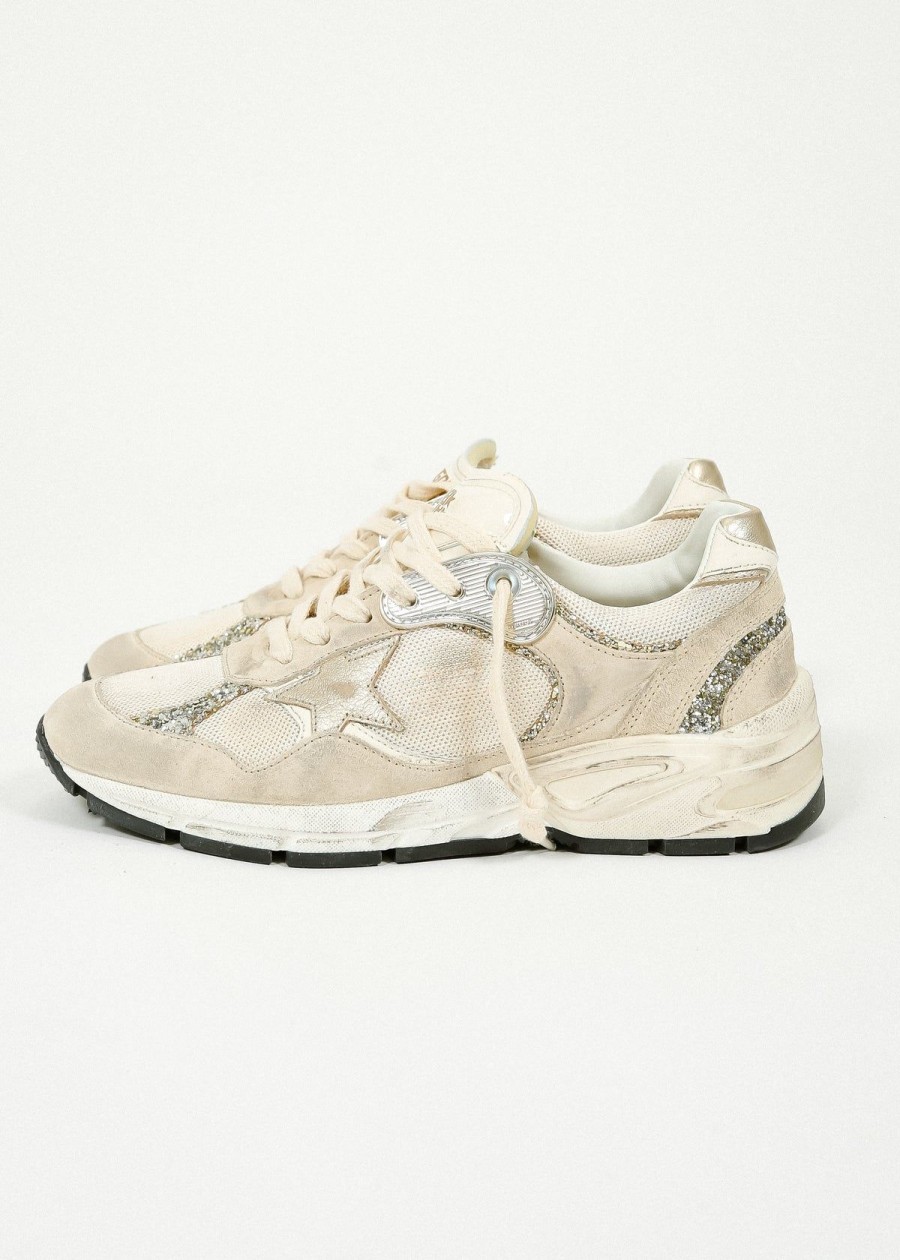 Women Golden Goose Trainers | Gg Running Dad In Seed Pearl, Platinum, White