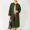 Women GANNI Coats | Ganni F8933 Quilt Long Coat In Kombu Green