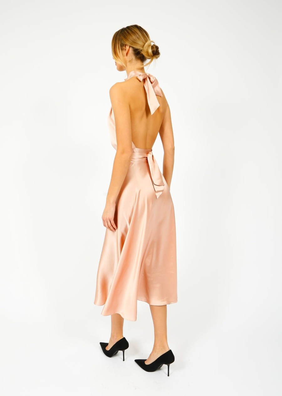 Women Harmur Dresses | Harmur Midi Wrap Dress In Rose Beige