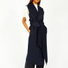 Women Harris Wharf London Jackets | Hw Pressed Wool Clutched Vest In Navy Blue