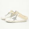 Women Golden Goose Trainers | Gg Super Star Sabot Shearling In White, Silver, Beige