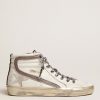 Women Golden Goose Trainers | Gg Slide Trainers In White Black And Taupe