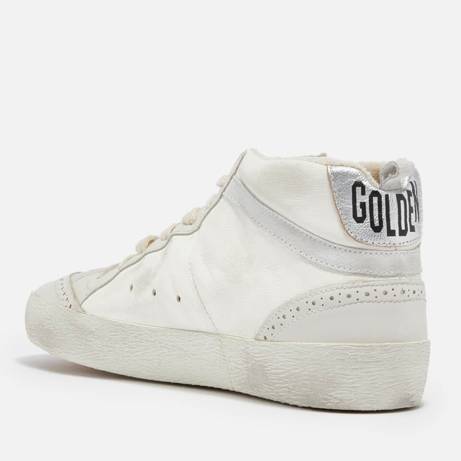 Women Golden Goose Trainers | Gg Mid Star In Cream With Green Star