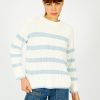 Women Selected Femme Knitwear | Slf Bloomie Ls Stripe Knit In Snow White