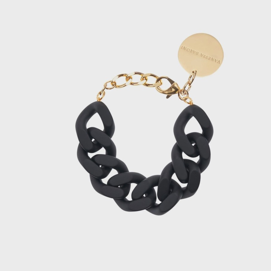 Women Vanessa Baroni Jewellery | Vbaroni Flat Chain Bracelet In Matt Black