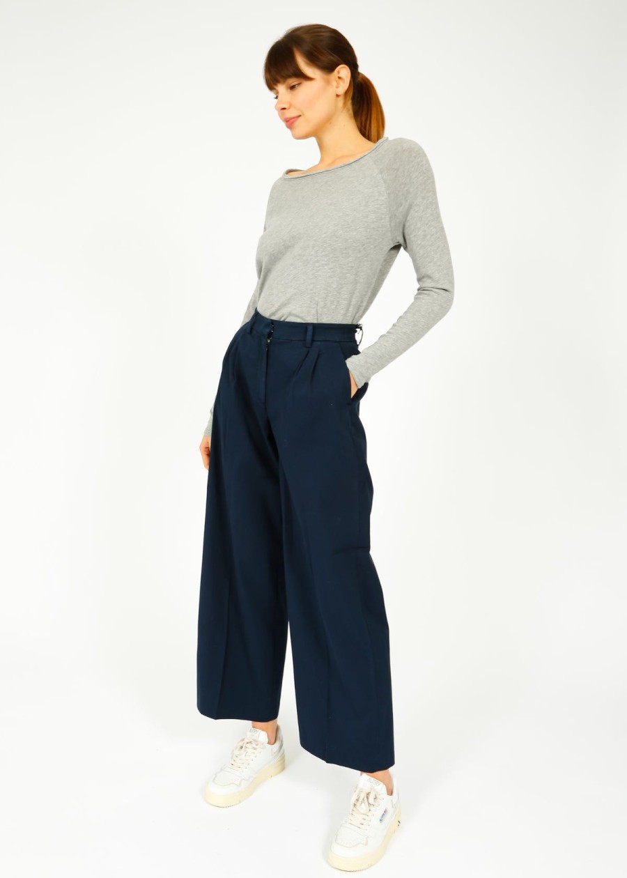 Women Selected Femme Trousers | Slf Merla Wide Pant In Dark Sapphire