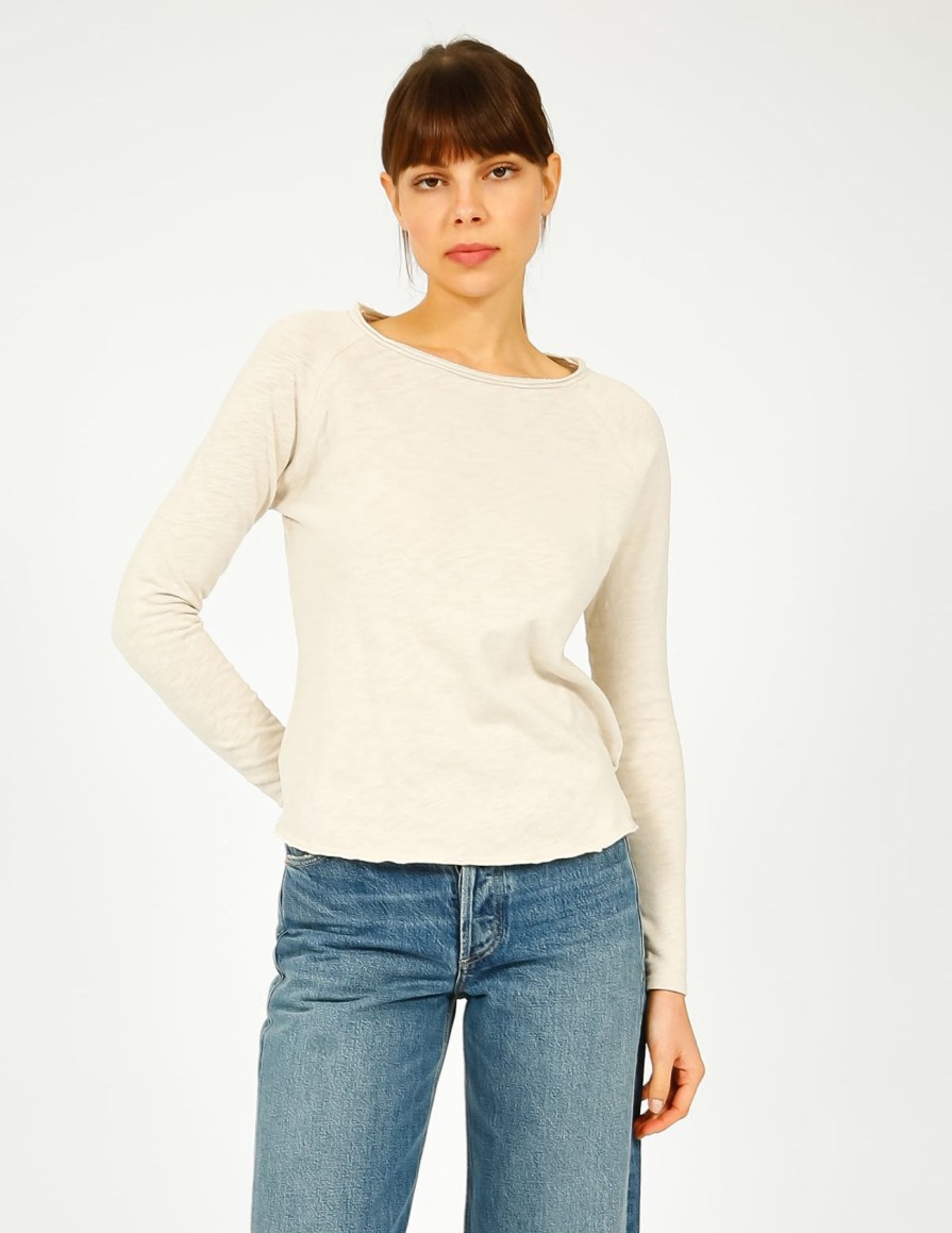 Women American Vintage Tops | Av Sonoma 31 Long Sleeve In Mastic Vintage