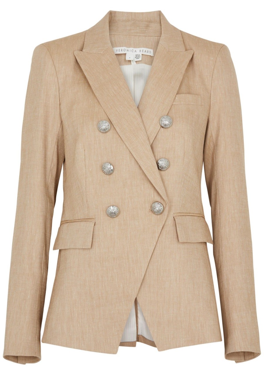 Women Veronica Beard Jackets | Vb Miller Dickey Jacket In Khaki Melange