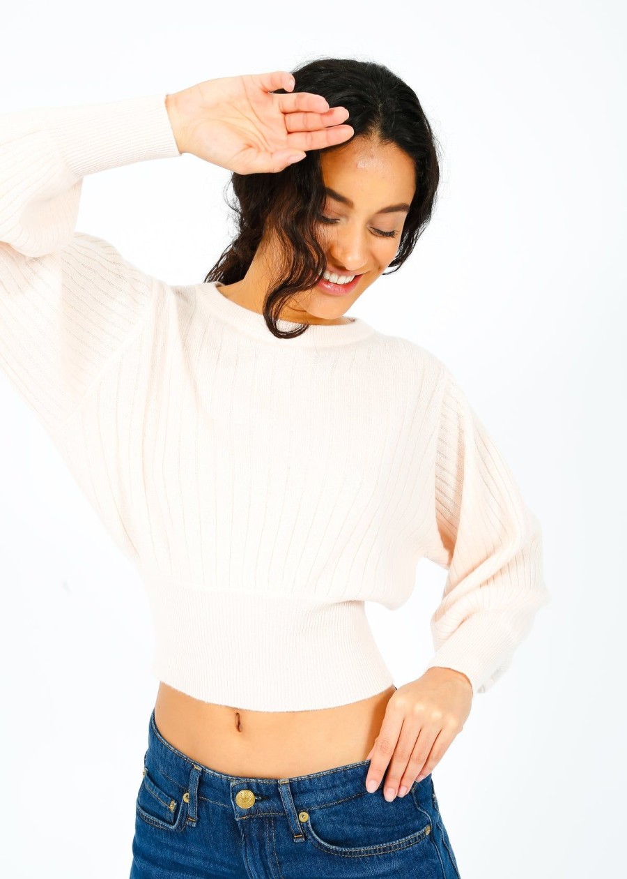 Women Crush Cashmere Knitwear | Crush Prague Lux Balloon Knit In Pearl