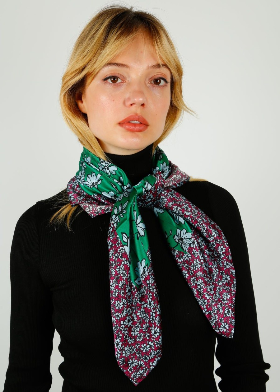 Women Primrose Park London Scarves | Ppl Pheobe Large Scarf In Sketch Floral, Ditsy Purple, Green, Blue