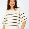 Women Selected Femme Knitwear | Slf Liva Knit Stripe Tee In Birch, Black