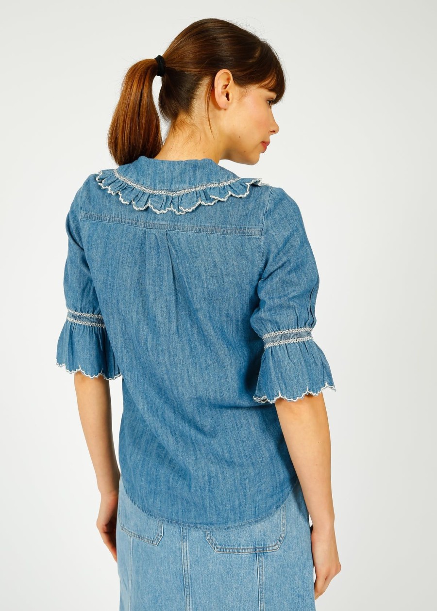 Women Seventy+Mochi Tops | S&M Daisy Blouse In Indigo