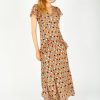 Women Rixo Dresses | Rixo Evie Dress In Klimt Stamp Foil Dahlia