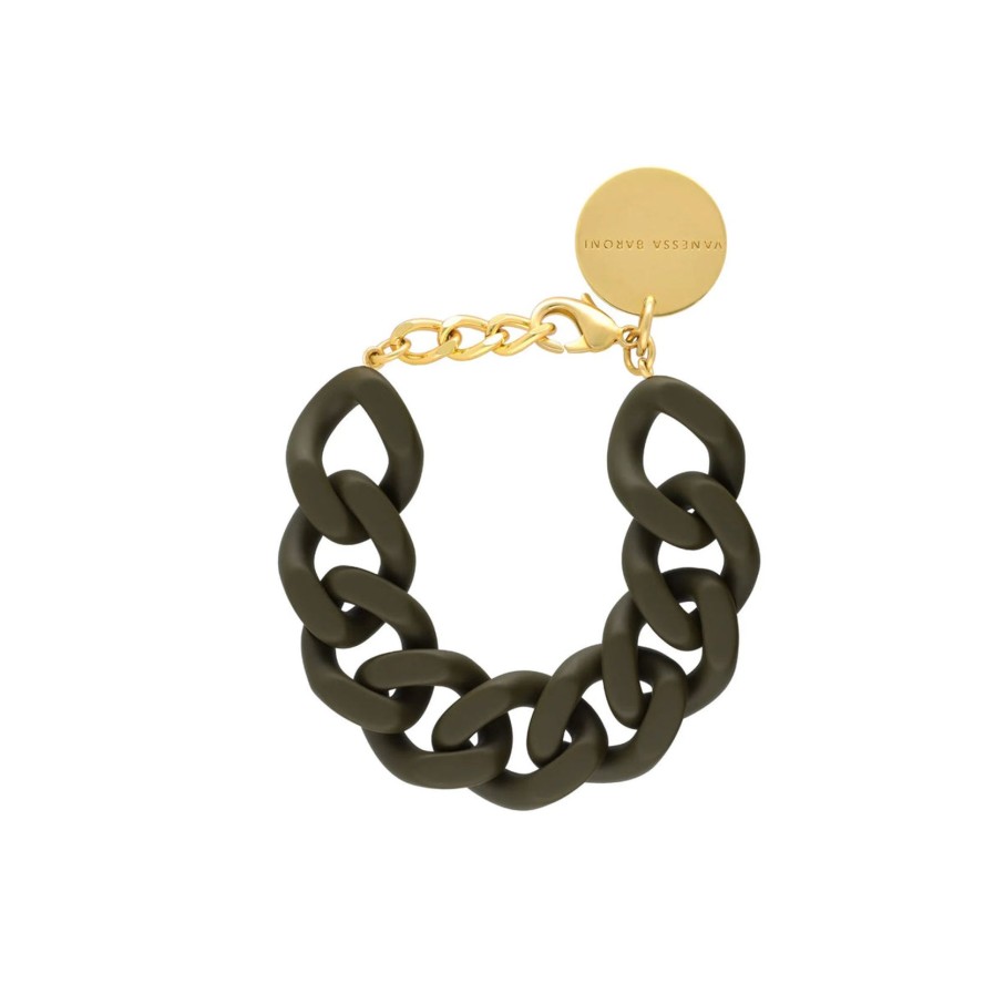 Women Vanessa Baroni Jewellery | Vbaroni Flat Chain Bracelet In Dark Olive