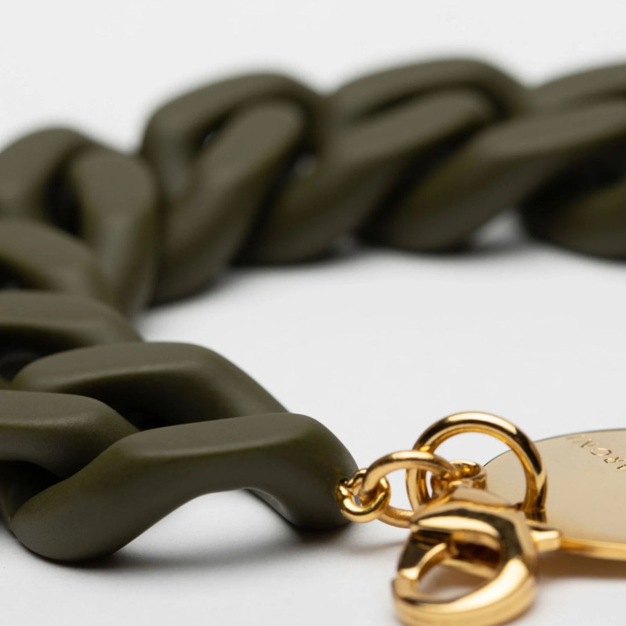 Women Vanessa Baroni Jewellery | Vbaroni Flat Chain Bracelet In Dark Olive