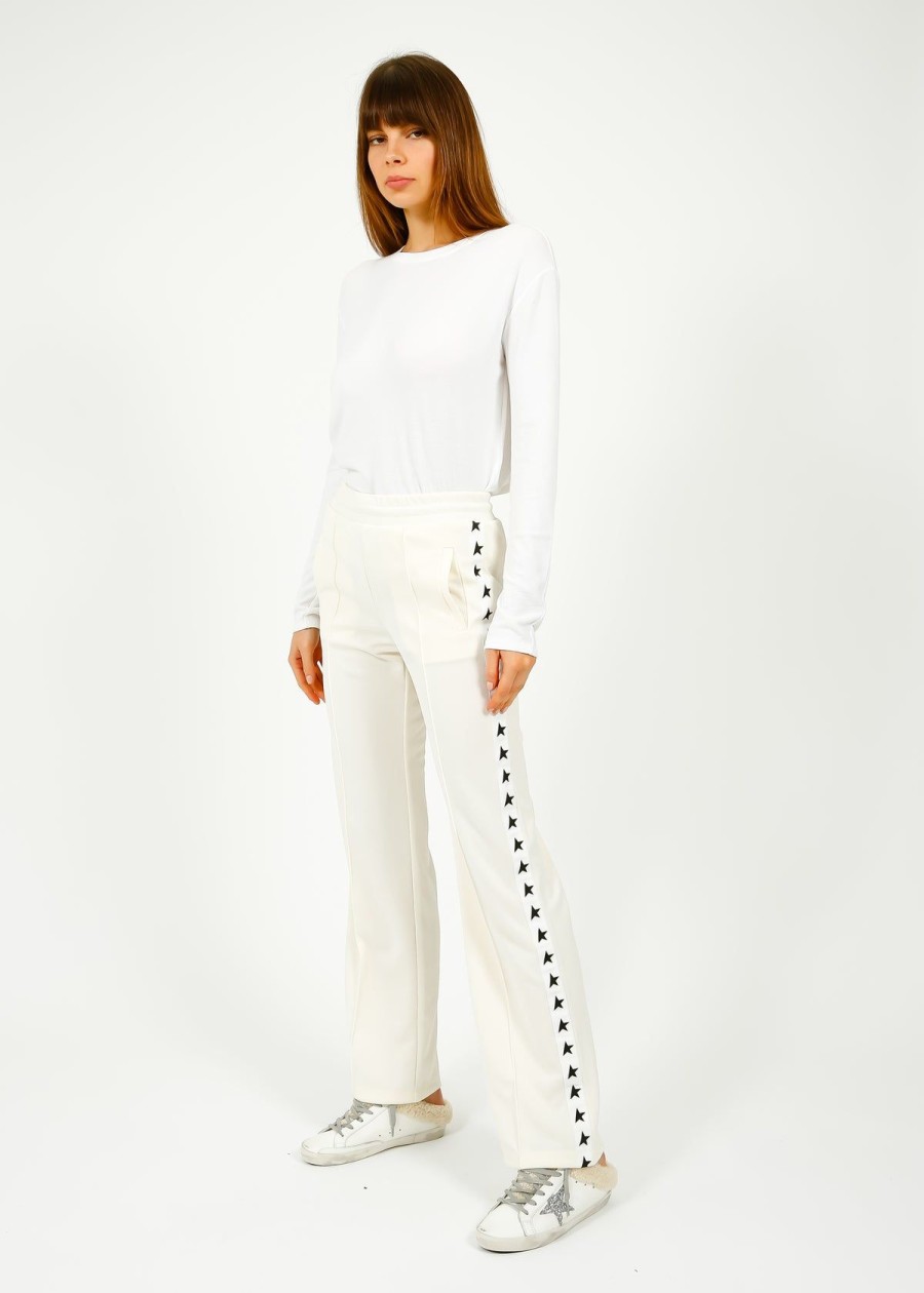 Women Golden Goose Trousers | Gg Dorotea Wide Joggers In Papyrus, Black