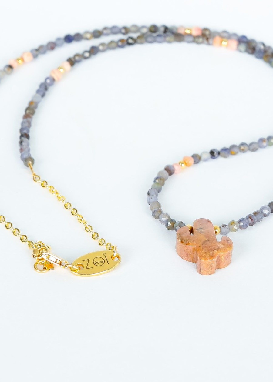 Women Zoi Jewellery | Zoi Hugo Necklace, Iolite, Rhodonite, Pearl