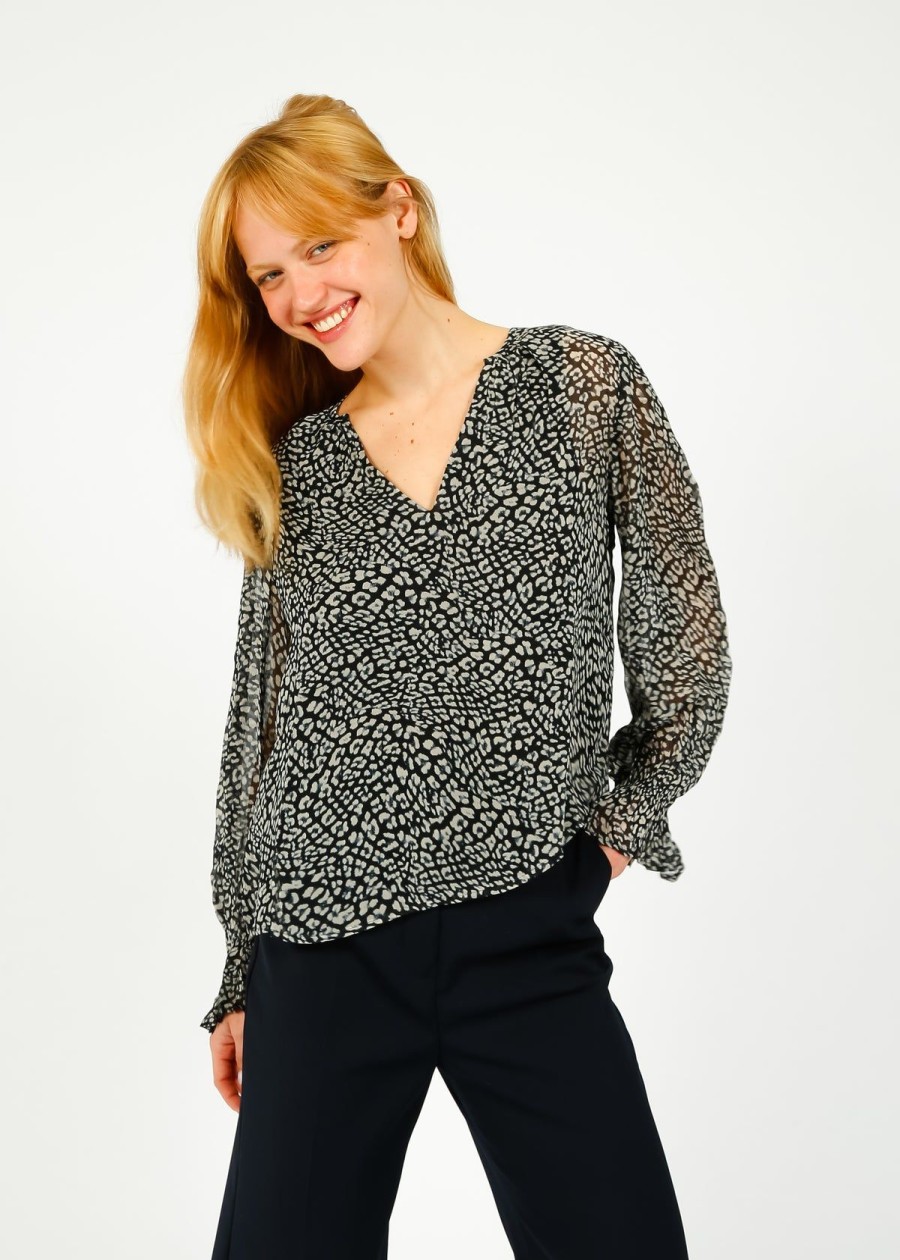 Women Velvet by Graham & Spencer Tops | Velvet Kathy Blouse In Animal